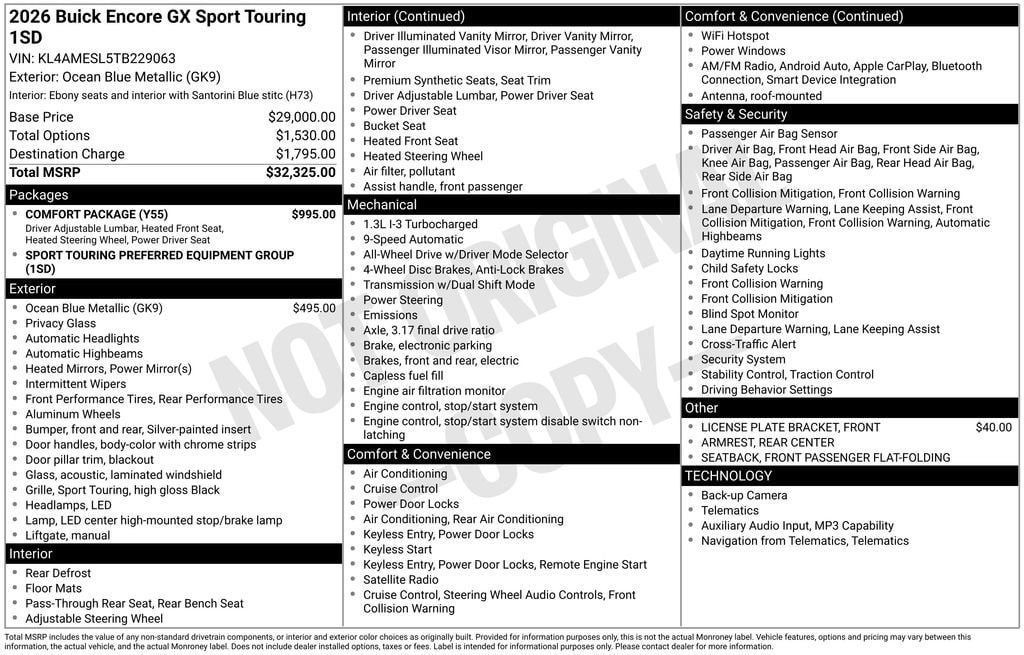 New 2026 Buick Encore GX Sport Touring SUV