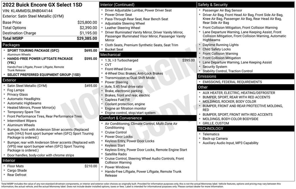 Used 2022 Buick Encore GX Select SUV