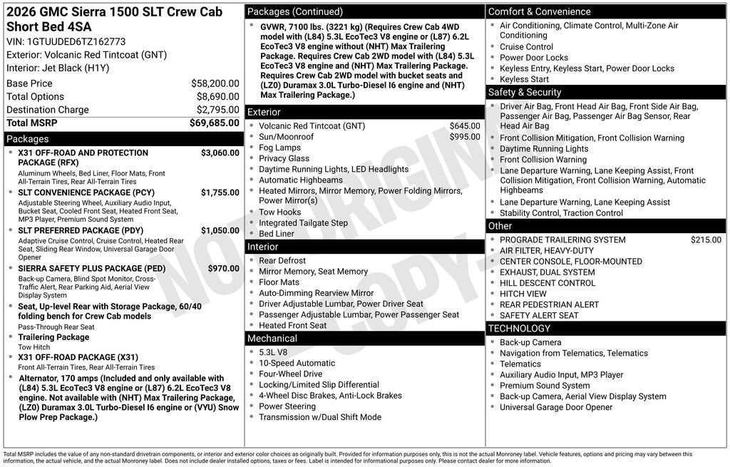 New 2026 GMC Sierra 1500 SLT Truck