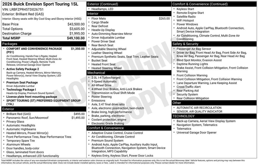 New 2026 Buick Envision Sport Touring SUV
