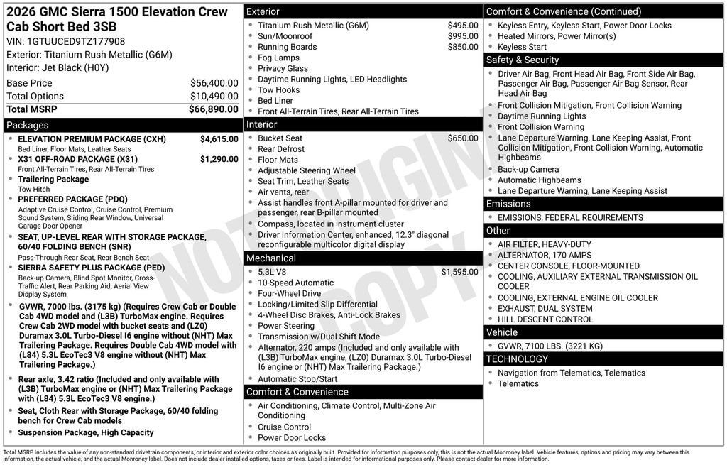 New 2026 GMC Sierra 1500 Elevation Truck