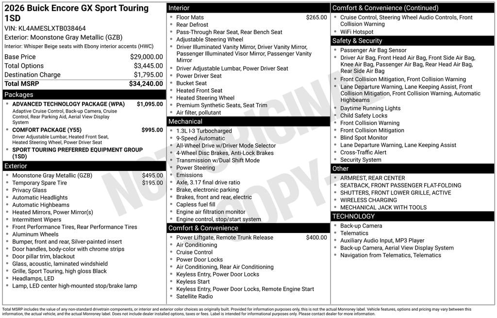 New 2026 Buick Encore GX Sport Touring SUV