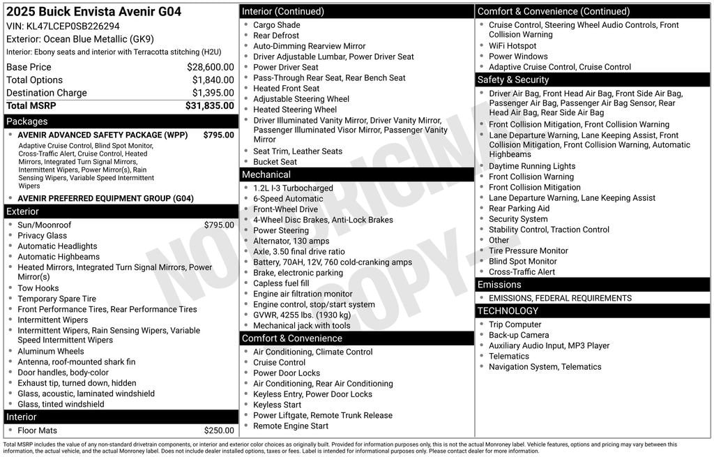 New 2025 Buick Envista Avenir SUV