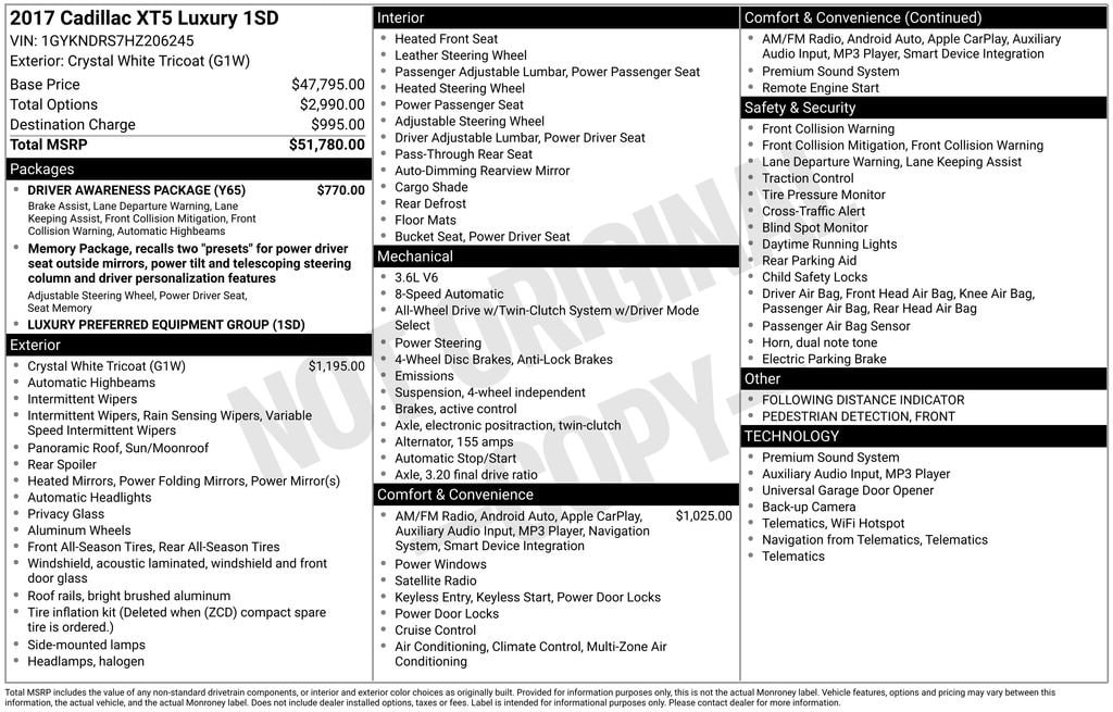 Used 2017 CADILLAC XT5 Luxury AWD SUV