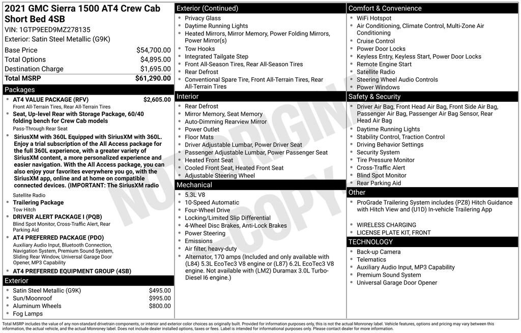 Used 2021 GMC Sierra 1500 AT4 Truck Crew Cab