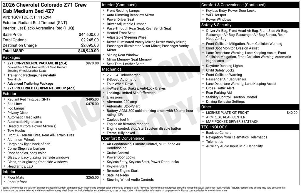 Used 2026 Chevrolet Colorado Z71 Truck Crew Cab