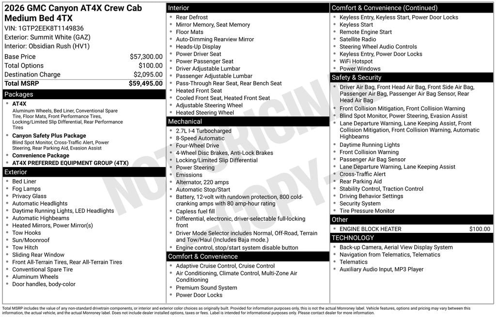 New 2026 GMC Canyon AT4X Truck