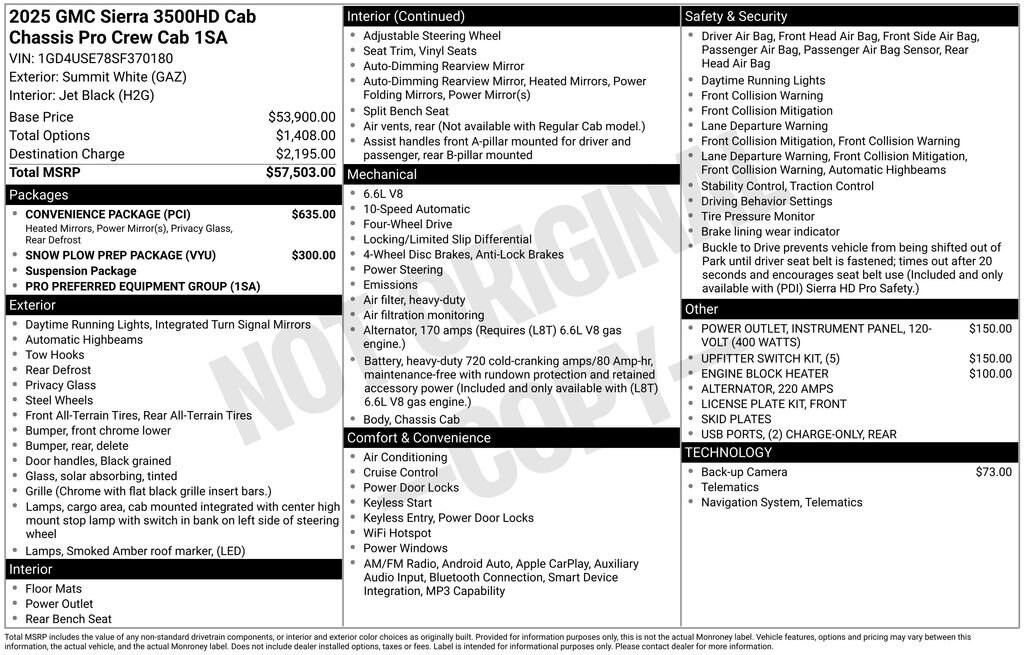 New 2025 GMC Sierra 3500 HD Chassis Cab Pro Truck
