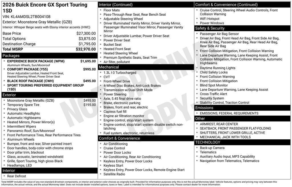 New 2026 Buick Encore GX Sport Touring SUV