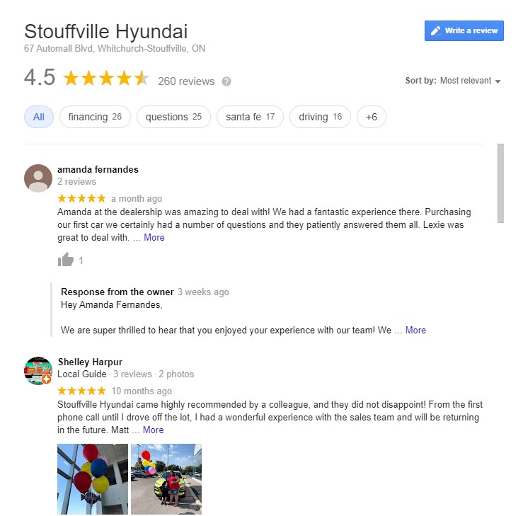 Car Dealership Reviews - Stouffville Hyundai