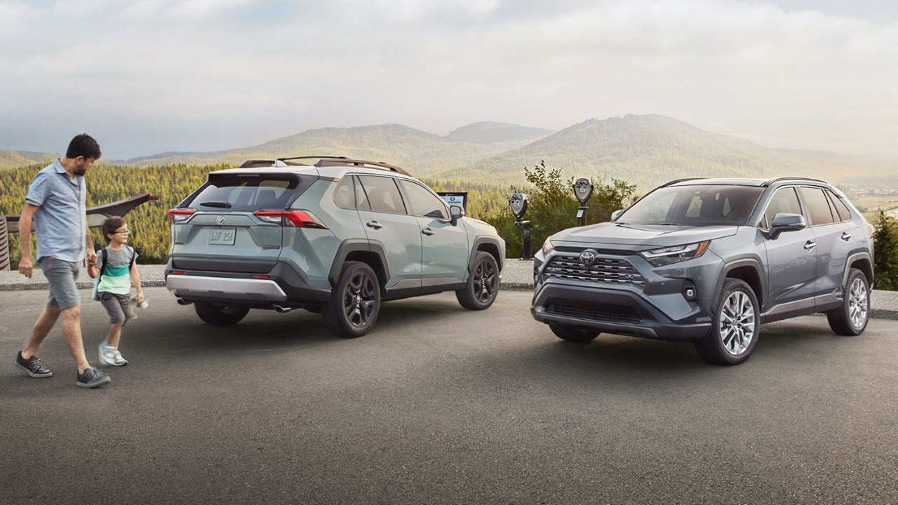 two differently angled 2023 Toyota Rav 4 at an observation station