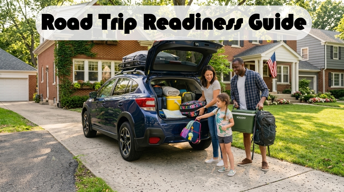 A family getting ready for a road trip