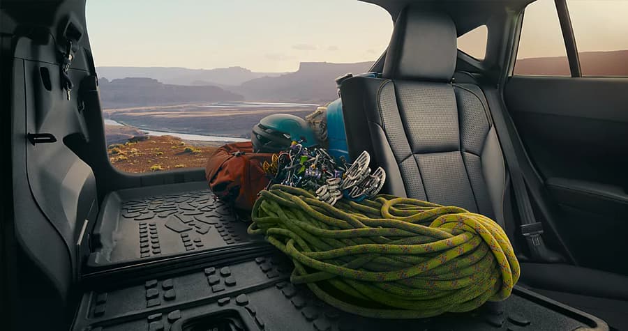 Crosstrek's split folding rear seats let you bring along all your gear. Comfortable seating plus durable spaces for your gear and cargo - get the new Crosstrek at Subaru of Gainesville.