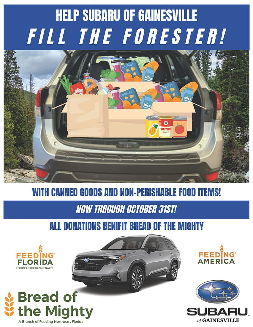 Subaru of Gainesville's Fill The Forester Event, Supporting Bread of the Mighty Food Bank - Feeding Florida