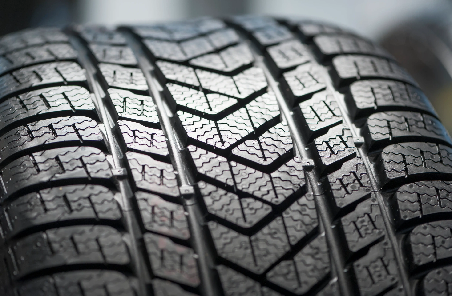 Close-up of tire tread pattern showing wear indicators