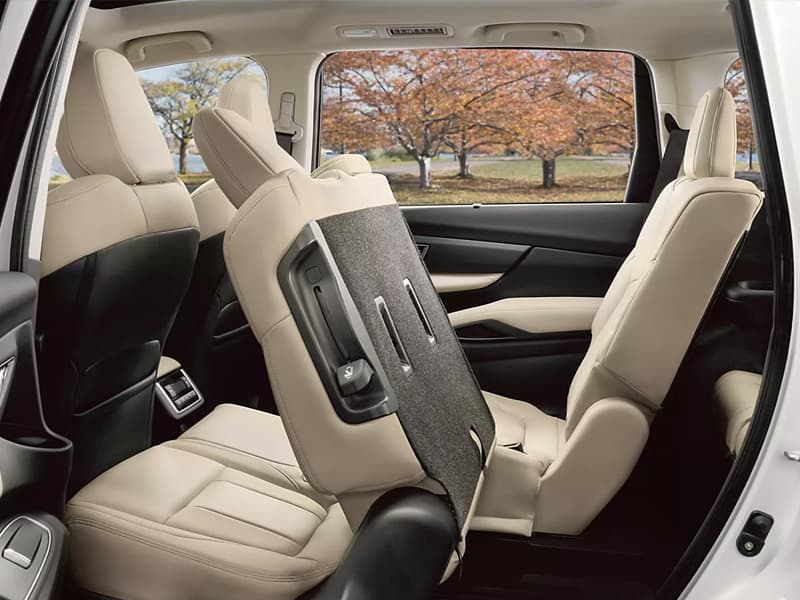 Second-row seatback tilt and seat slide-forward function for easy third-row access