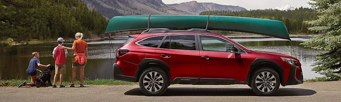Subaru Outback is great for outdoors camping and canoeing trips.