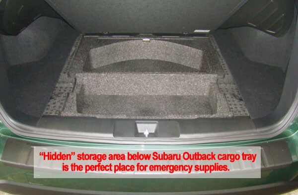 Subaru storage of emergency supplies