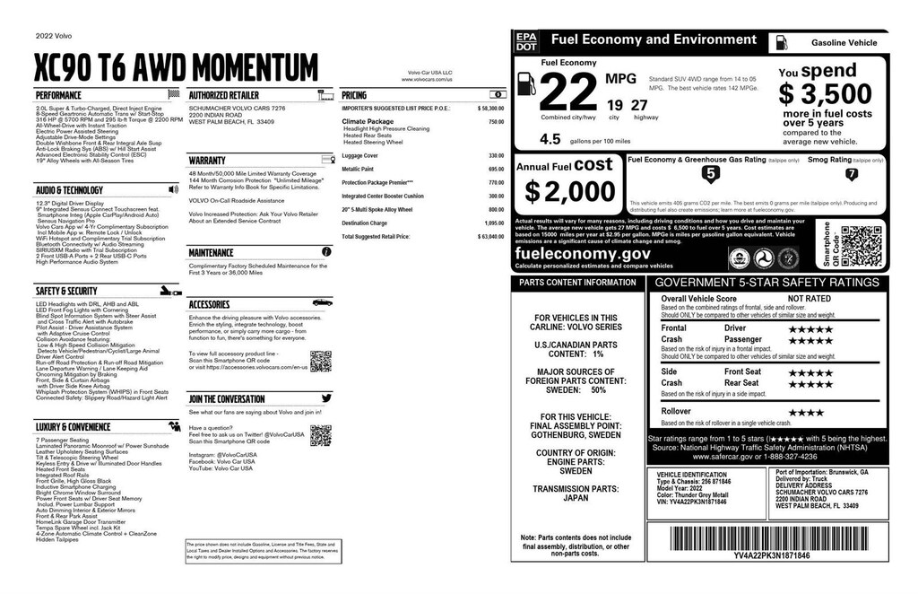 Used 2022 Volvo XC90 Momentum SUV