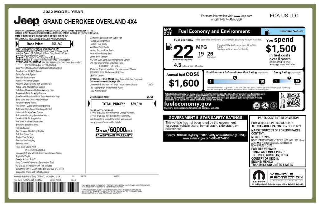 Used 2022 Jeep Grand Cherokee Overland SUV