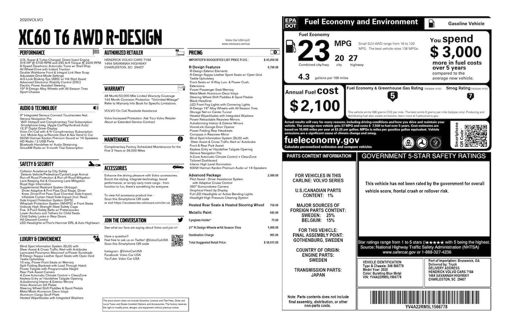 Used 2020 Volvo XC60 R-Design SUV