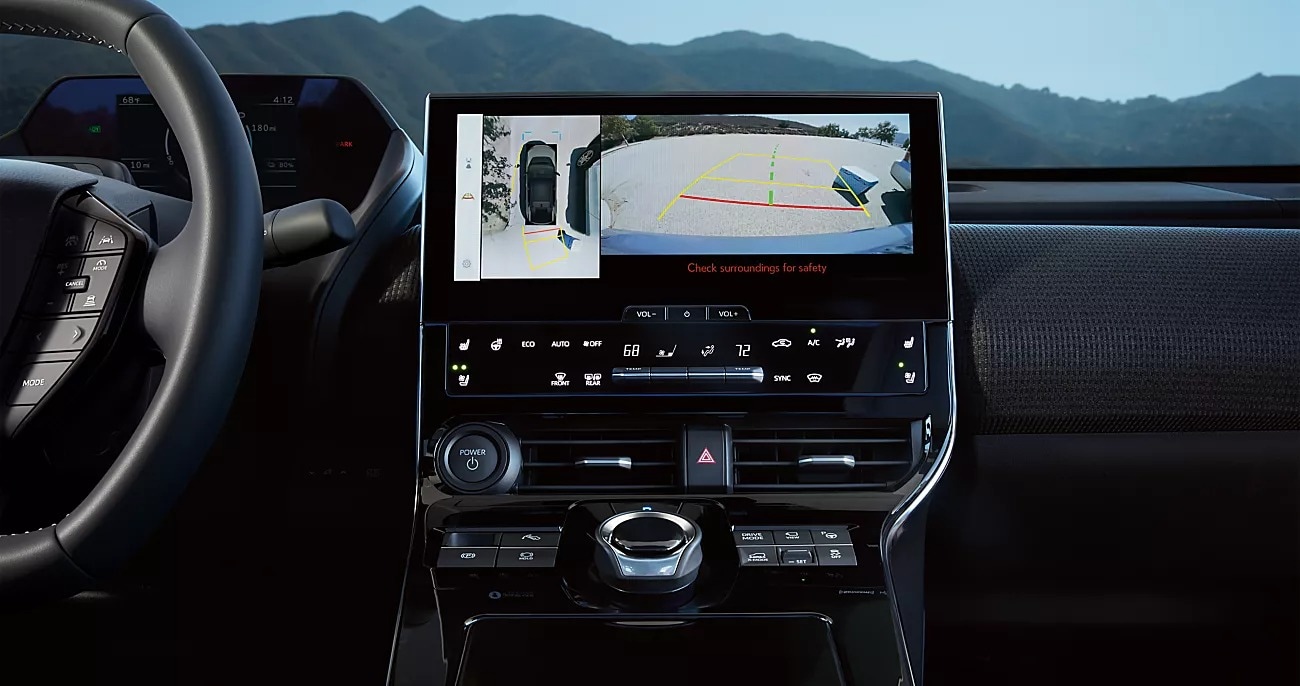 View of two passengers in a 2025 Subaru SUV looking down through the panoramic moonroof