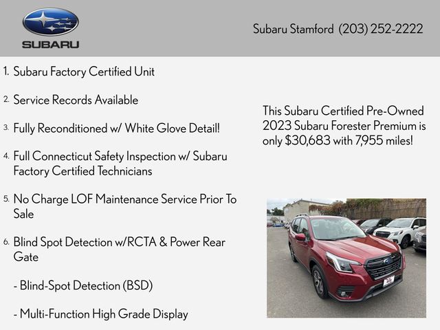 Certified 2023 Subaru Forester Premium with VIN JF2SKAEC3PH527863 for sale in Stamford, CT