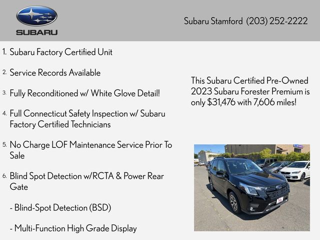 Certified 2023 Subaru Forester Premium with VIN JF2SKAEC9PH531335 for sale in Stamford, CT