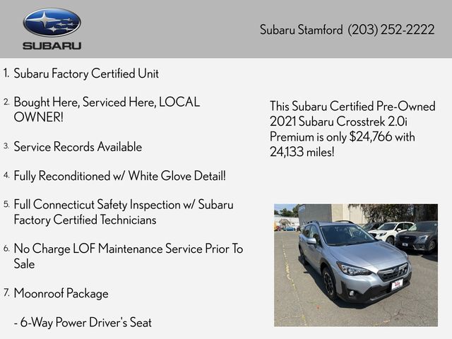 Certified 2021 Subaru Crosstrek Premium with VIN JF2GTAEC5M8683546 for sale in Stamford, CT