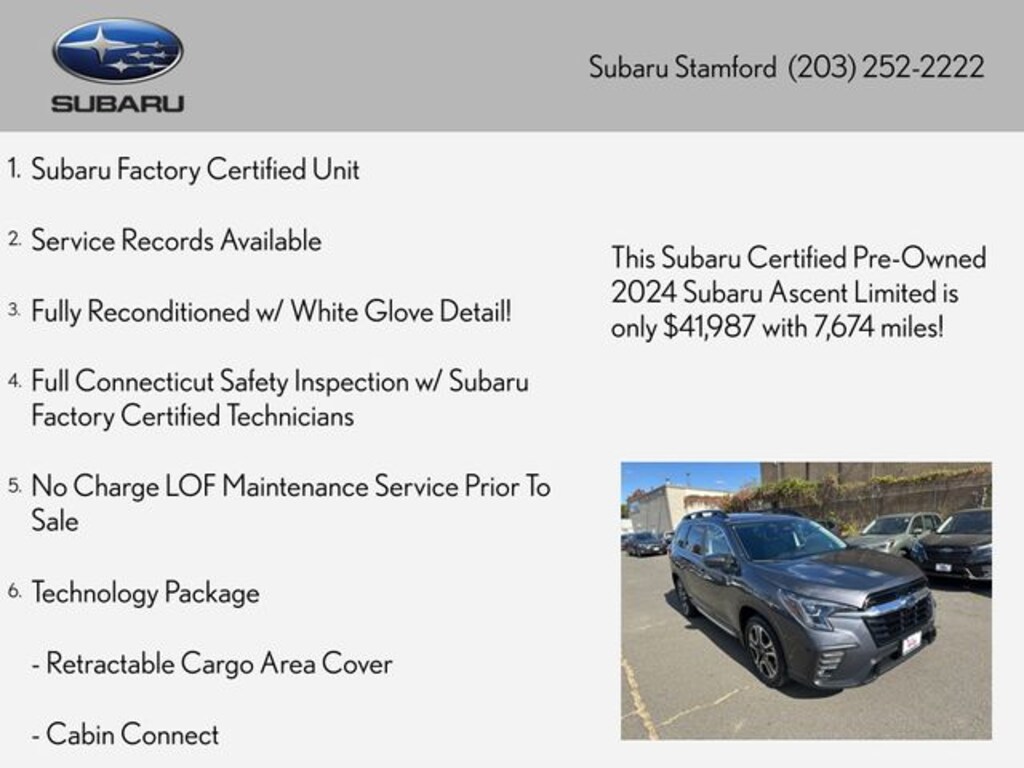 Certified PreOwned 2024 Subaru Ascent Limited For Sale in Stamford, CT