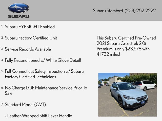 Used 2021 Subaru Crosstrek Premium with VIN JF2GTAPC2M8387722 for sale in Stamford, CT