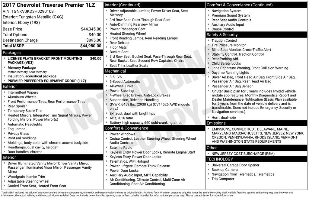 Used 2017 Chevrolet Traverse Premier SUV