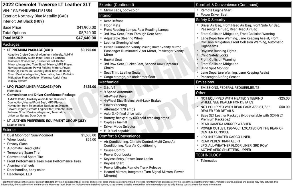 Used 2022 Chevrolet Traverse LT Leather SUV