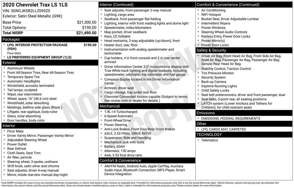 2020 Chevrolet Trax LS 4