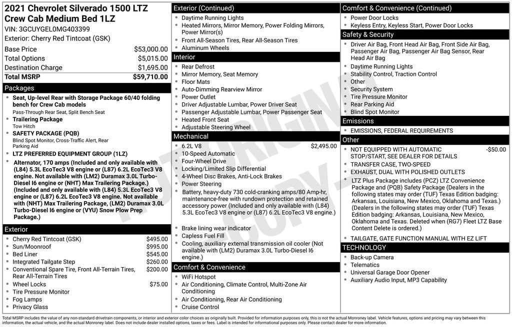 Used 2021 Chevrolet Silverado 1500 LTZ Truck