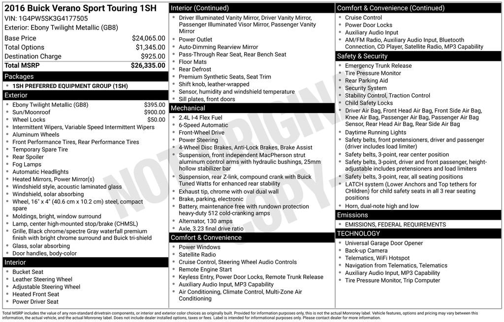 Used 2016 Buick Verano Sport Touring Car
