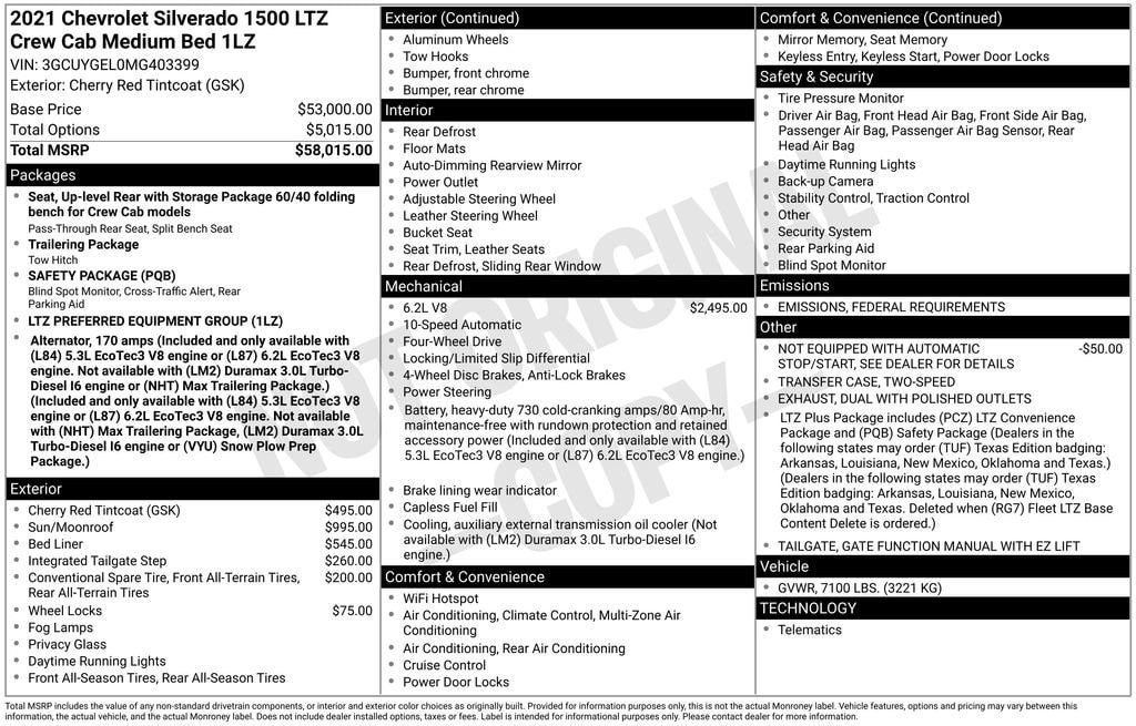 Used 2021 Chevrolet Silverado 1500 LTZ Truck