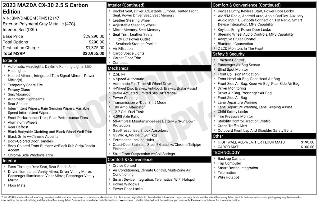 Certified 2023 Mazda CX-30 2.5 S Carbon Edition SUV