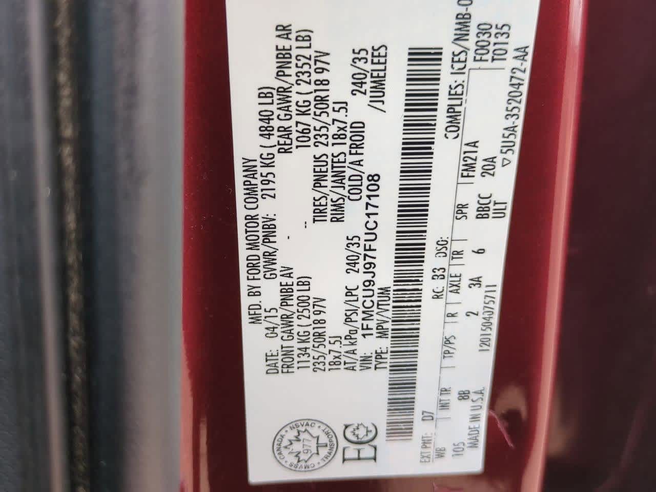 Thumbnail: 2015 Ford Escape - 35