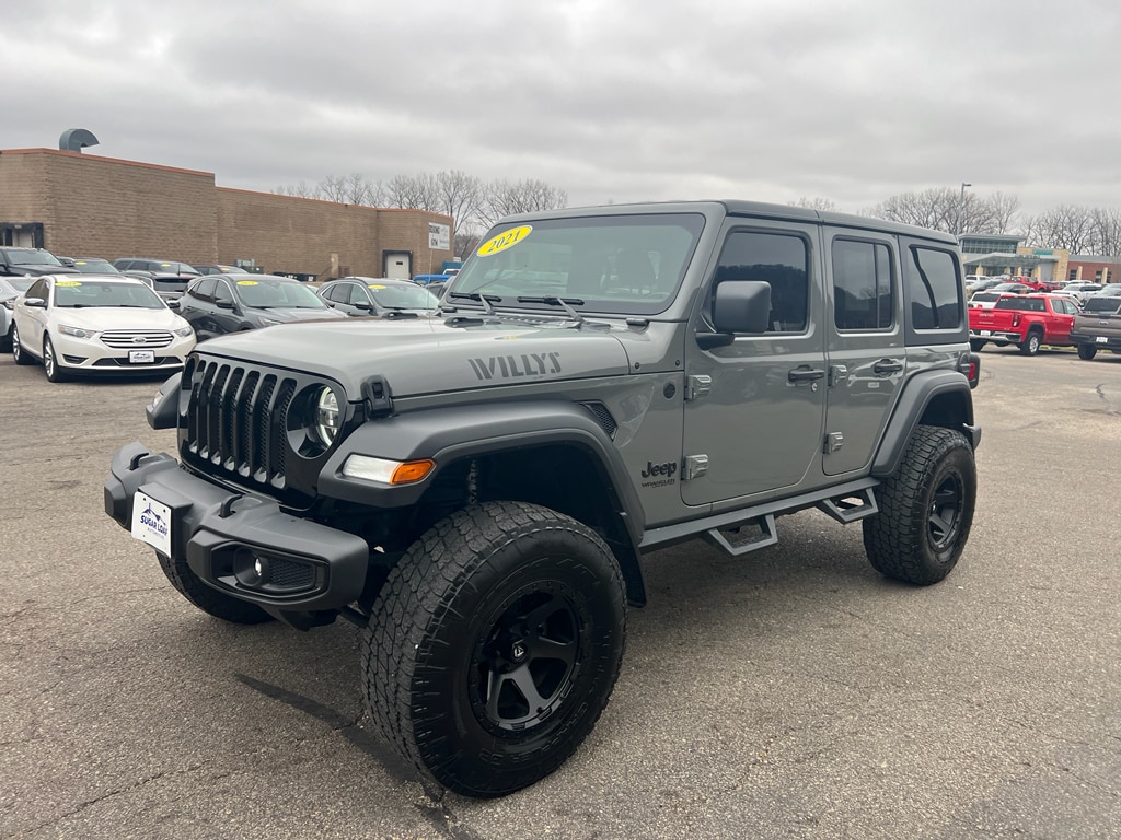 Used 2021 Jeep Wrangler Unlimited Willys with VIN 1C4HJXDM9MW589476 for sale in Winona, Minnesota