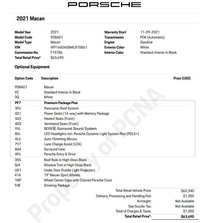 Certified 2021 Porsche Macan Base with VIN WP1AA2A58MLB15861 for sale in Sarasota, FL