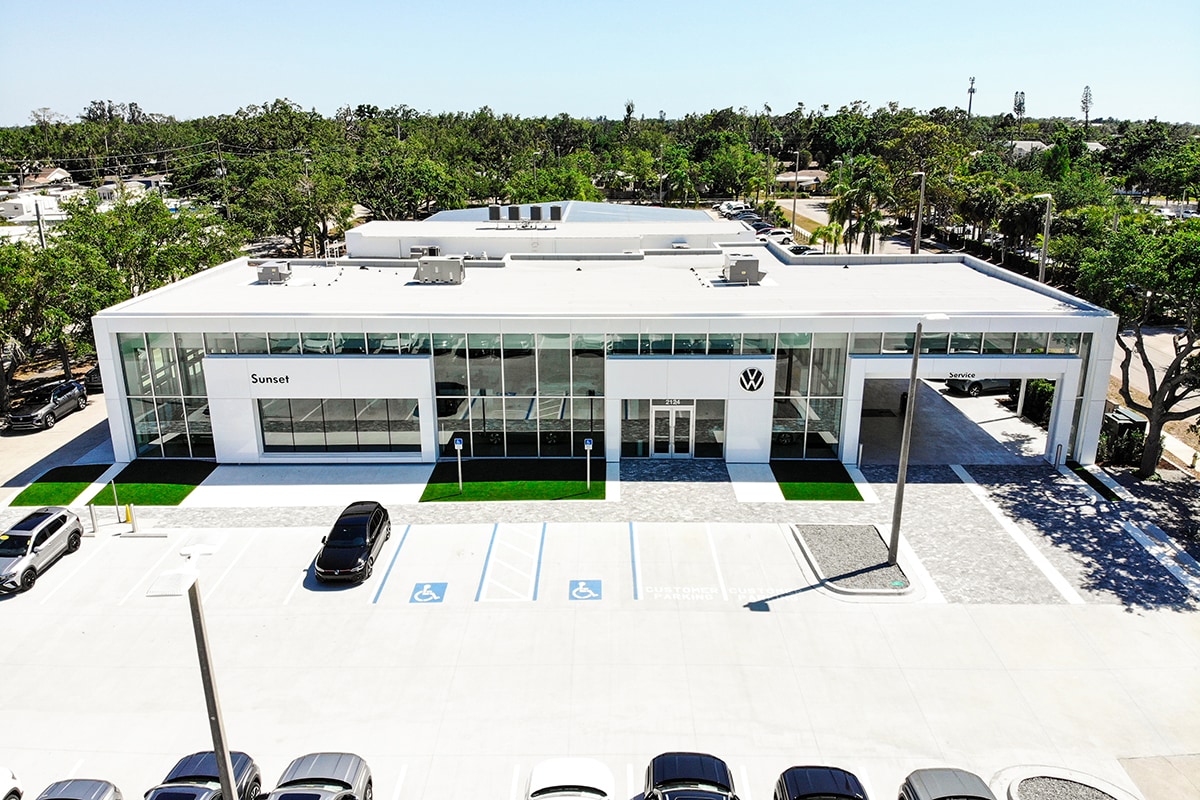 Exterior of Sunset Volkswagen of Sarasota building