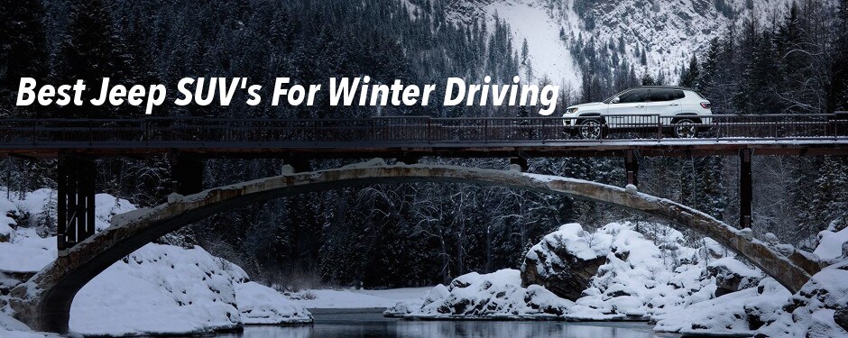 2018 Jeep Compass Driving on a bridge over a frozen lake