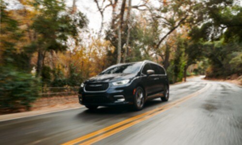 2021 Chrysler Pacficia exterior driving through forest