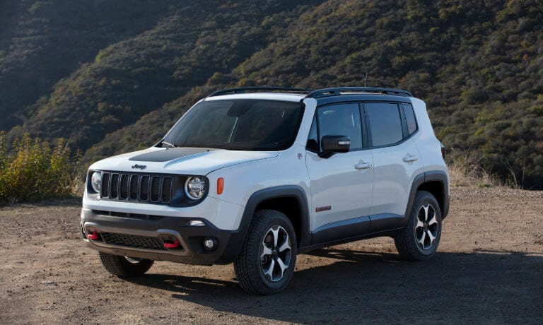Jeep Renegade parked along dirt road