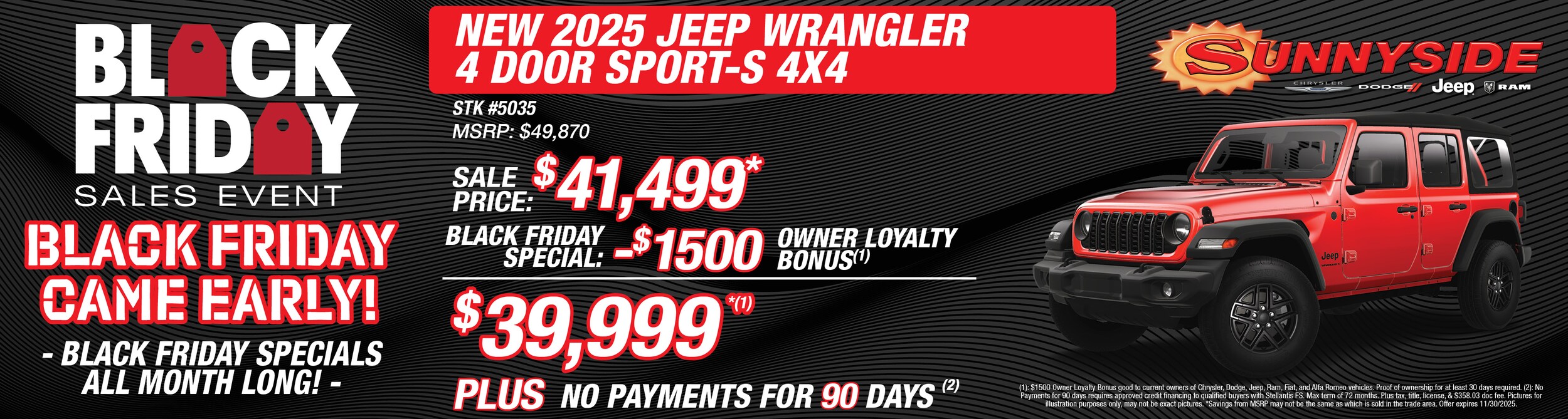 New 2025 Jeep Wrangler Sport Offer | Sunnyside CDJR