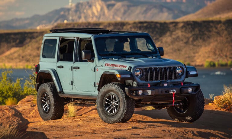 2025 Jeep Wrangler Rubicon parked lakeside