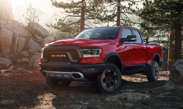 2022 Ram 1500 exterior driving in a forest