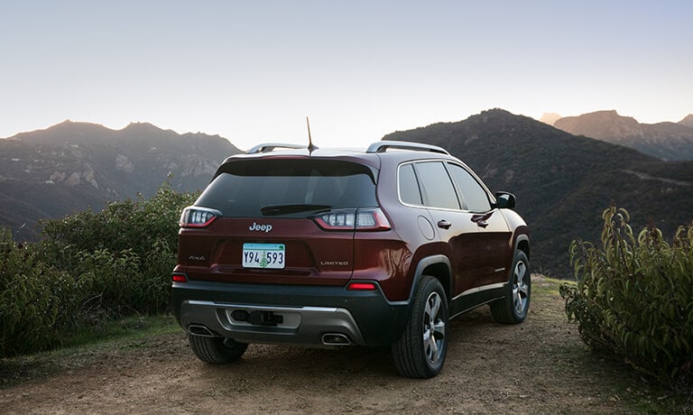 2021 Jeep Cherokee Parked along mountains with a view
