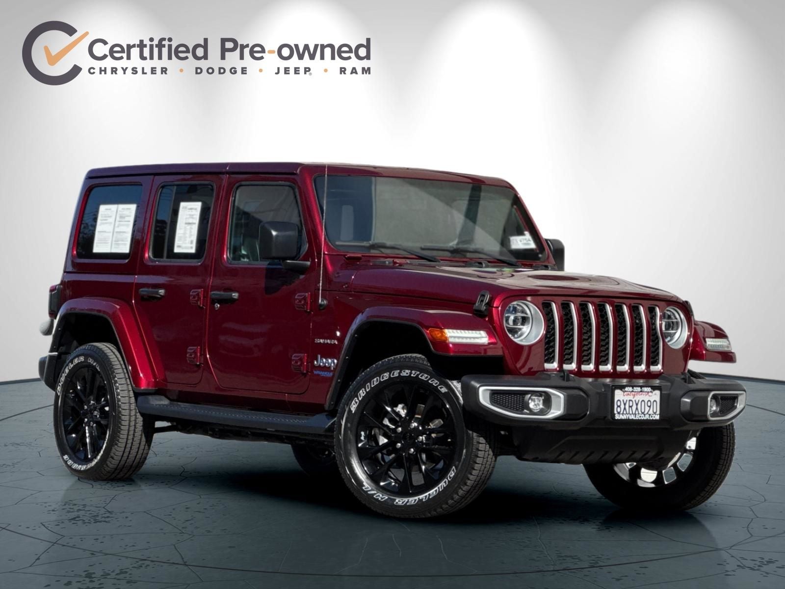 Certified 2021 Jeep Wrangler Unlimited Sahara 4XE with VIN 1C4JJXP67MW775015 for sale in Sunnyvale, CA